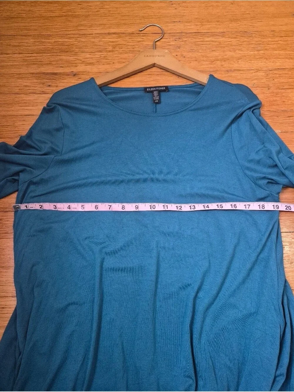 Eileen Fisher Long Blue Teal Jersey Knit Stretchy Tunic Top